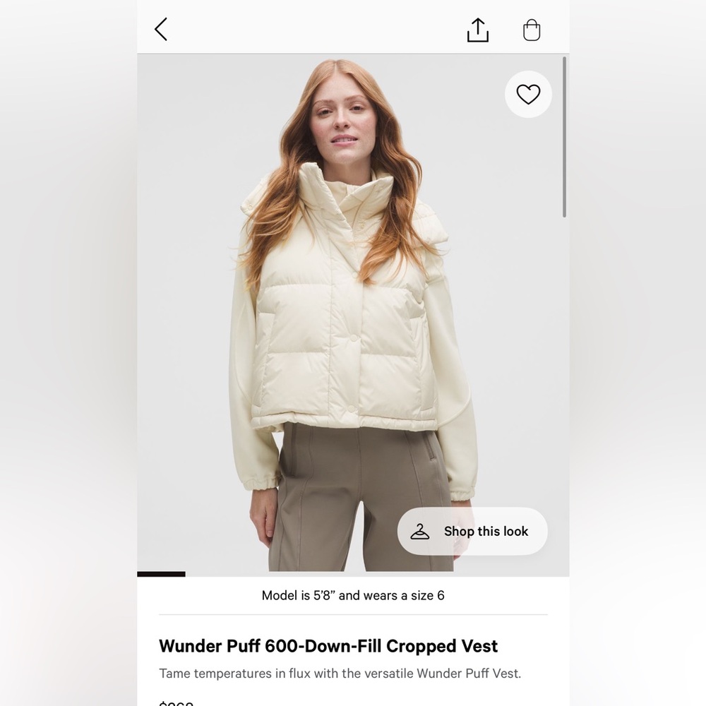 LULULEMON wunder puff 600 down fill vest